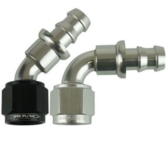 90 DEG PUSH ON HOSE END - 10 BLACK/SILVER