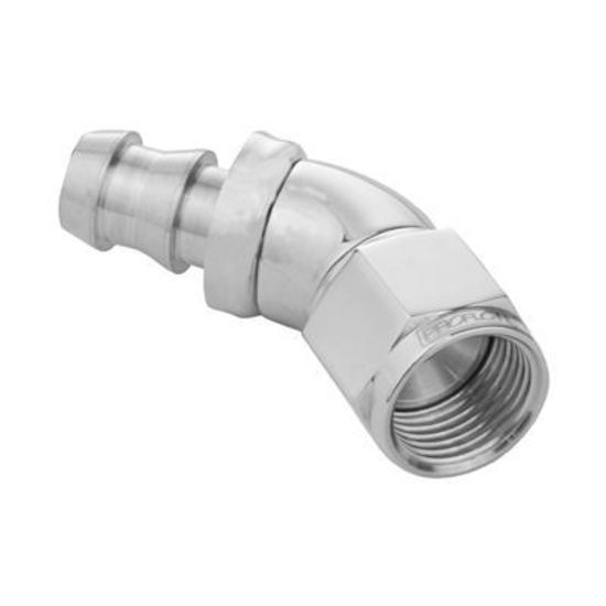 Proflow PFE512-04HP 45 Degree Fitting Hose End Full Flow Barb to Female -04AN Polished