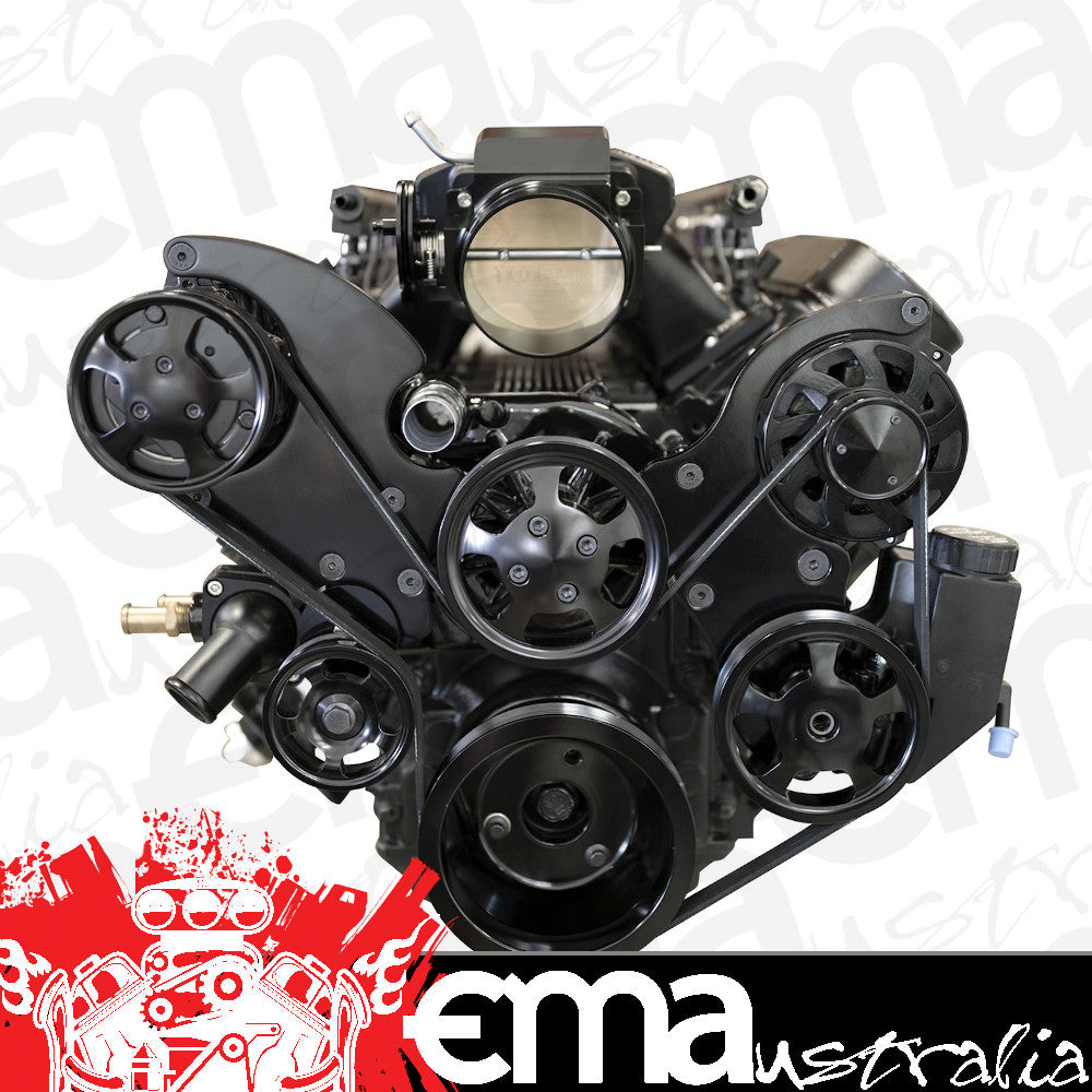 Proflow PFEMPS81200ABK LS Holden Commodore Serpentine Front Drive System incl all Brackets and Accessories Black