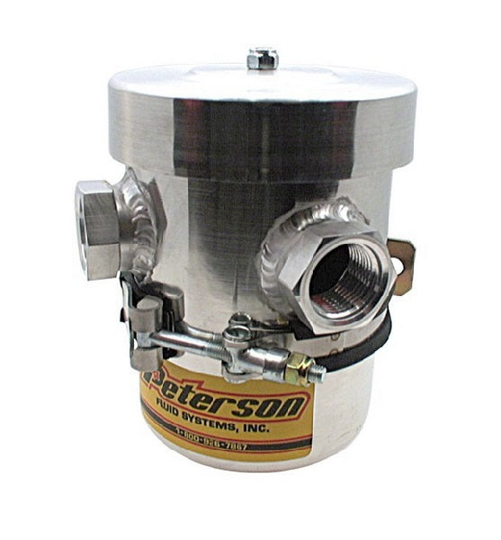 Peterson PFS08-0400 Oil Breather Catch Can Spun Aluminium -12 Female Ports With -6 Drain Plug