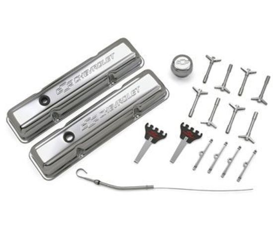 Proform PR141-002 Dress Up Kit w/Short Baffled Valve Covers & Wing Nuts. Chevrolet S/B V8 1958-86.