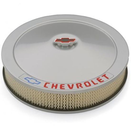 Proform PR141-362 Chevrolet & Bowtie Emblem' 14' Classic Metallic Gray Air Cleaner Kit w/ Bowtie Center Nut