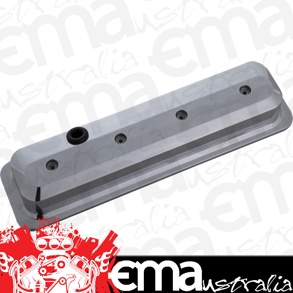 Proform PR141-846 Die-Cast Aluminium Slant Edge Valve Covers Polished suit SB Chev Vortec w/ No Logo