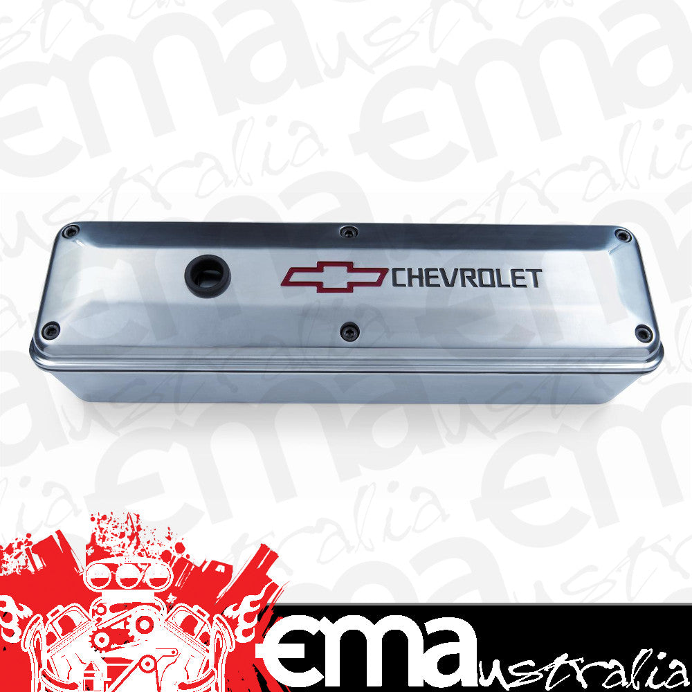 Proform PR141-910 Chev SB Tall Valve Covers 2 Piece Polished Alloy Chev Logo