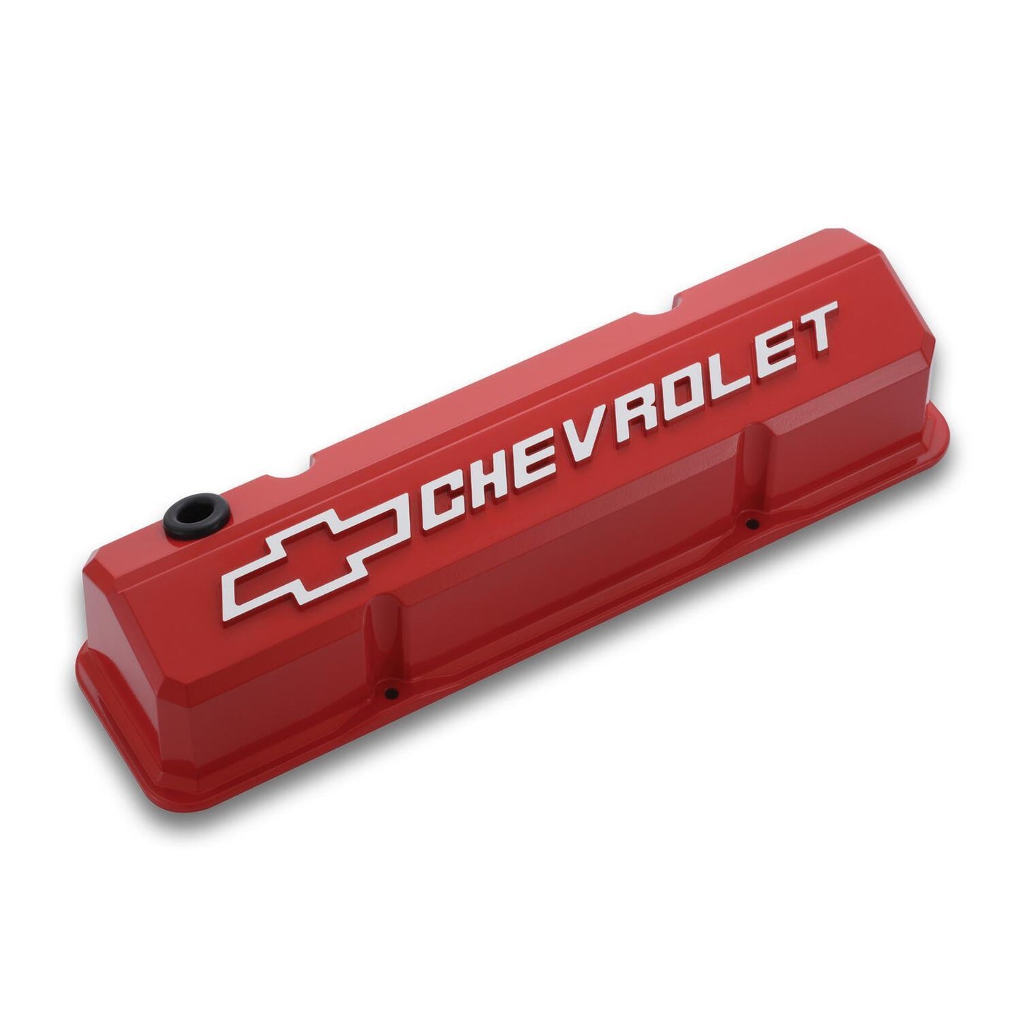 Proform PR141-931 Die-Cast Aluminium Slant Edge Valve Covers Red suit SB Chev w/ Raised Chevrolet Logo & Bowtie Emblem