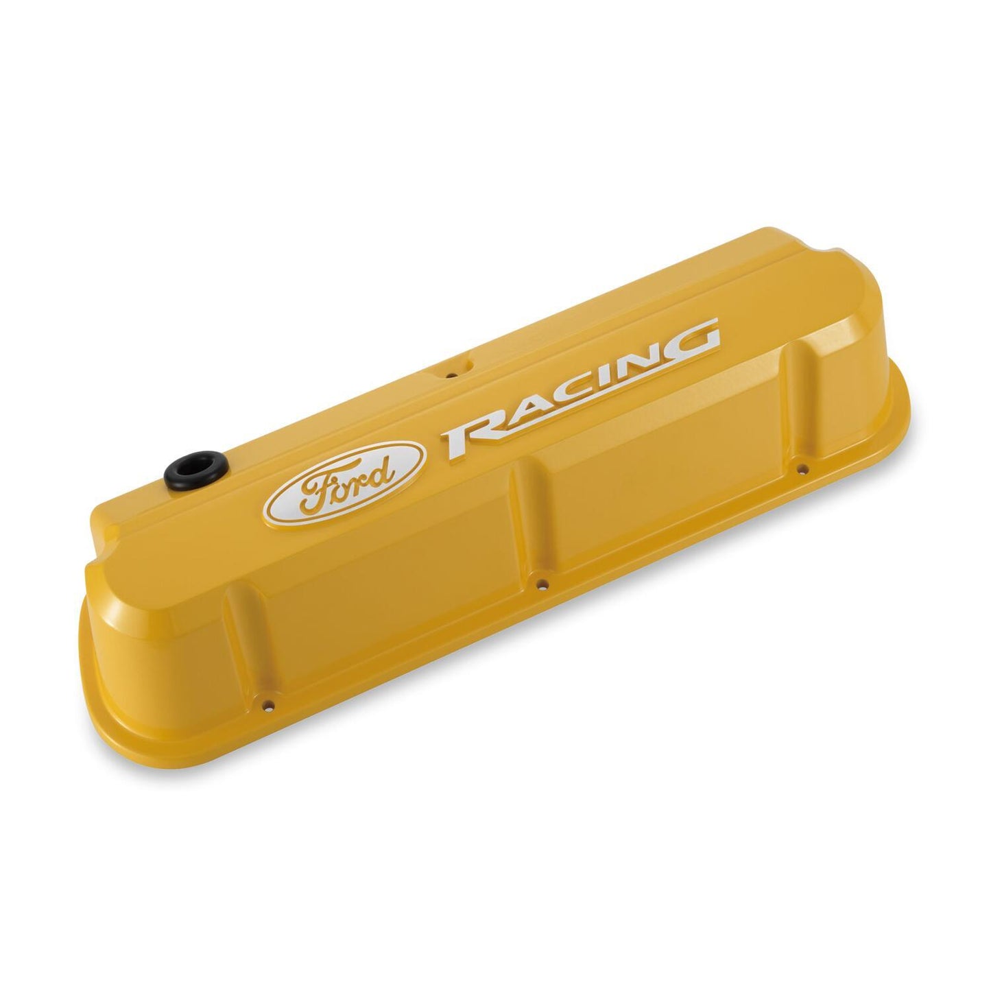 Proform PR302-144 Die-Cast Aluminium Slant Edge Valve Covers Yellow suit SB Ford 289-351 Windsor w/ Raised Ford Racing Logo