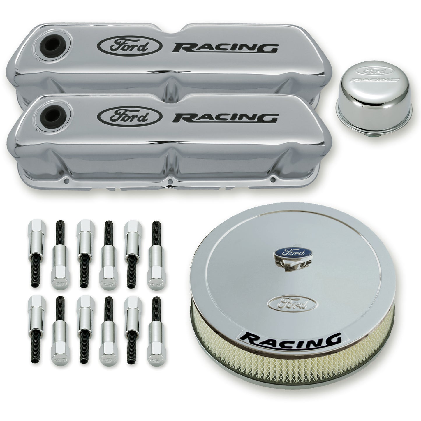 Proform PR302-510 Ford 289-351W Ford Racing Dress Up Kit Chrome / Black