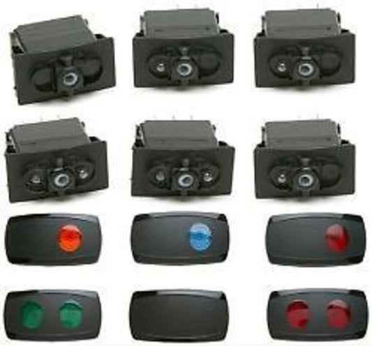 Painless Wiring PW80425 Lighted Contour Rocker Switch Kit Set Of 6 With Covers