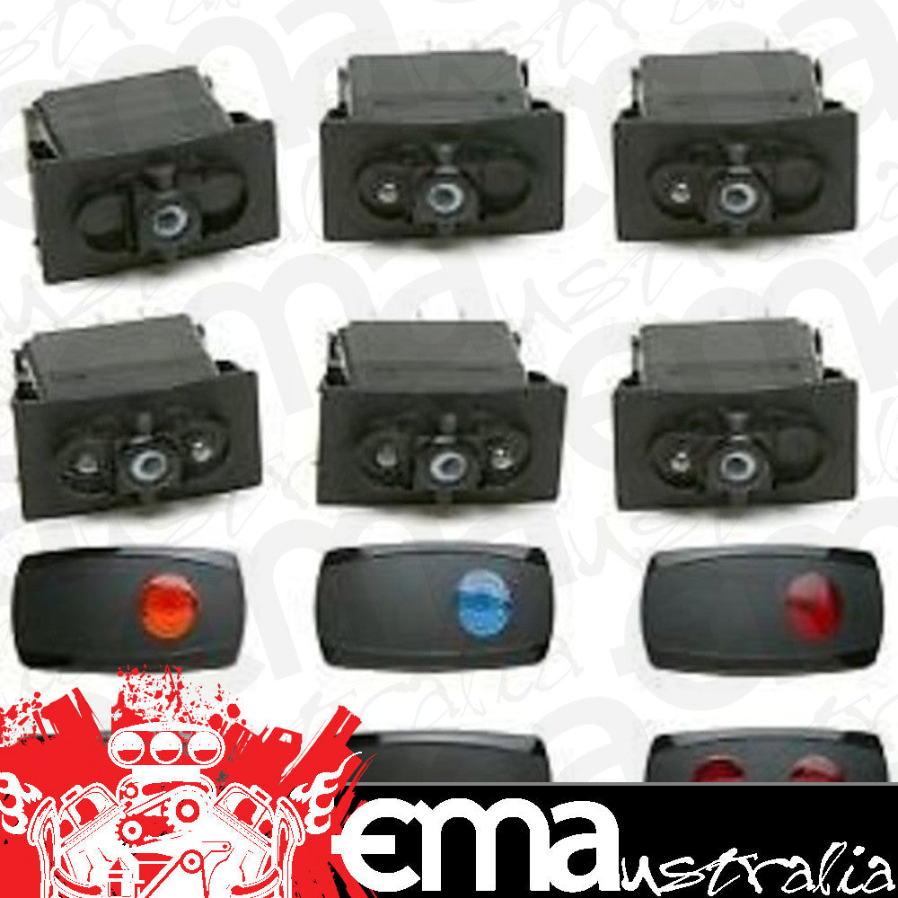 Painless Wiring PW80425 Lighted Contour Rocker Switch Kit Set Of 6 With Covers