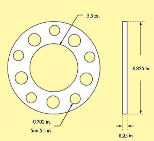 Pro Werks PWC44-005 1/4" Wheel Spacers Floater Type 5 X 5-1/2" Bolt Pattern 1 Pr