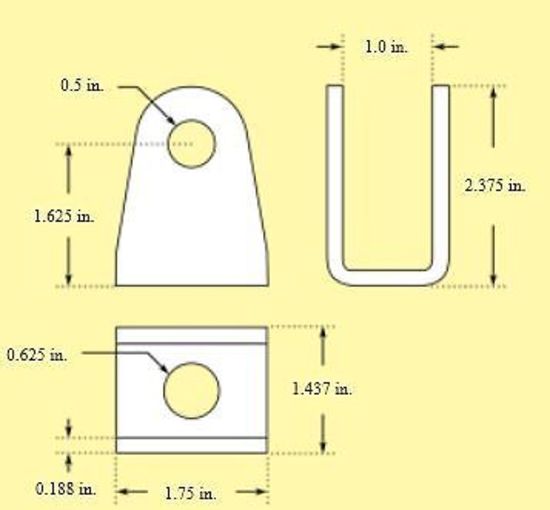 Pro Werks PWC73-176 Pro-Werks Mild Steel Clevis Link Bracket 5/8" Dia Mount Hole