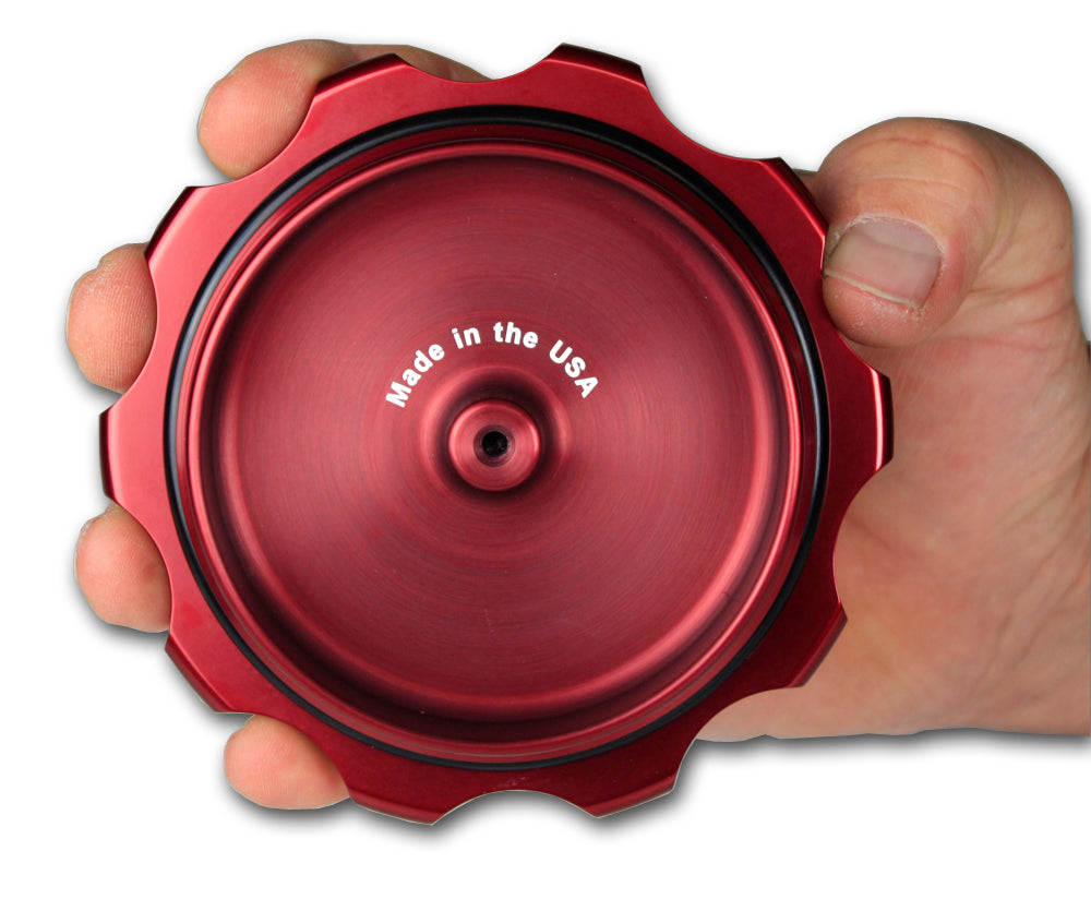 Pro-Werks PWC74-716 4-1/4 In. Red Fill Cap w/ Silver Aluminum 12 Hole Fuel Cell Bung