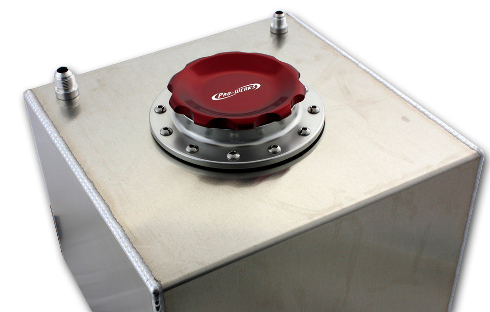 Pro-Werks PWC74-716 4-1/4 In. Red Fill Cap w/ Silver Aluminum 12 Hole Fuel Cell Bung