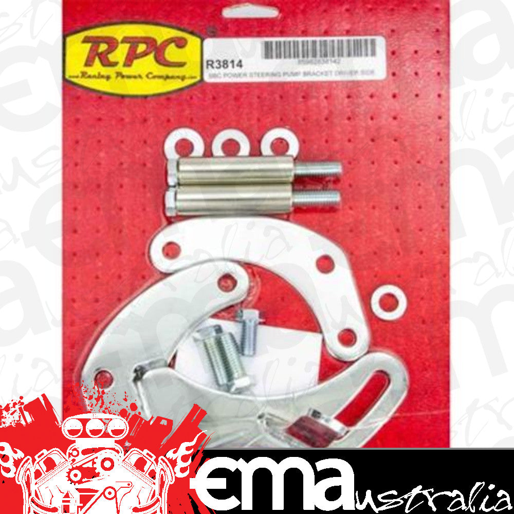 RPC RPCR3814 Saginaw Power Steering Bracket Small Block Chevrolet Short Water Pump Incl Hardware Chrome