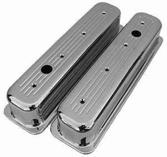 RPC RPCR6047C Ball Milled Alloy Centre Bolt Valve Covers Chev SB 1987-97 Chrome