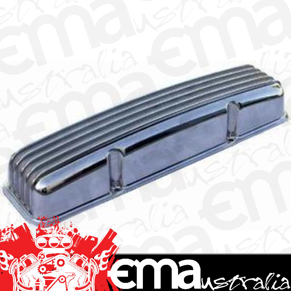 RPC RPCR6180 Tall Nostalgic Aluminium Polished Finned Valve Covers w/O Breather Hole fits 1958 - 86 SB Chev 283 - 400