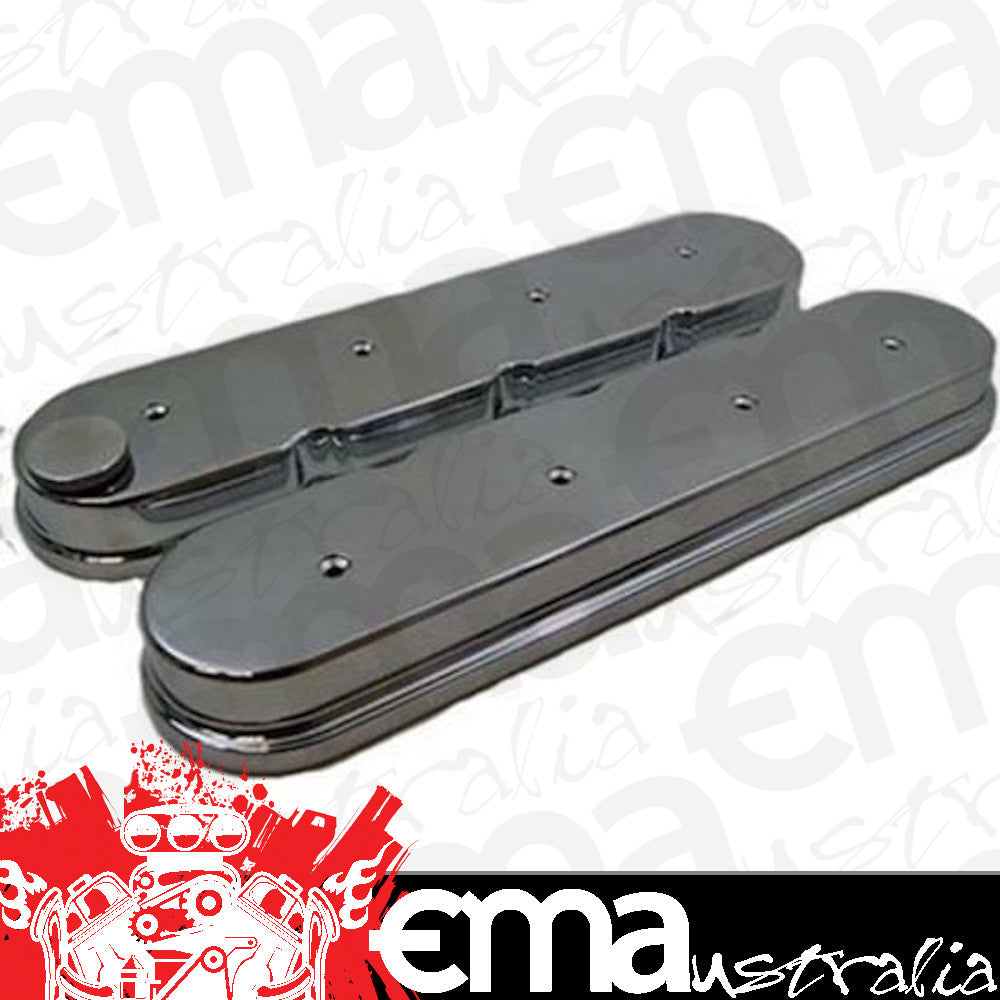 RPC RPCR6369 GM LS1 LS2 LS6 LS7 L92 1-Piece Billet Rail 2.5" Tall Cast Aluminium Polished Valve Covers w/O Mounting Brackets