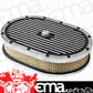 RPC RPCR6712 Oval Aluminium Air Cleaner Set 12' x 2' w/Paper Element Black Powder Coated Finish Finned Top Recessed Base
