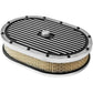 RPC RPCR6712 Oval Aluminium Air Cleaner Set 12' x 2' w/Paper Element Black Powder Coated Finish Finned Top Recessed Base