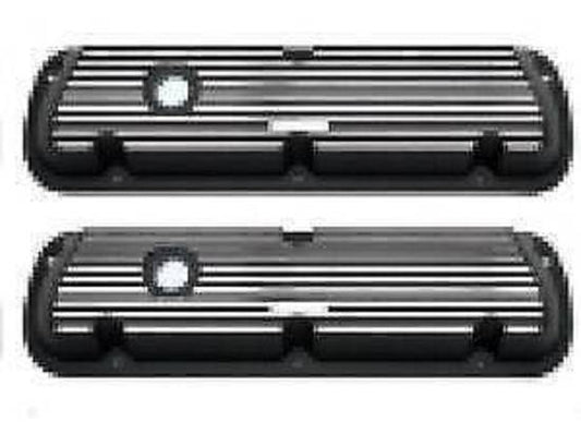 RPC RPCR7632 Nostalgic Finned Alloy Valve Covers Black suit Ford SB 289-351W