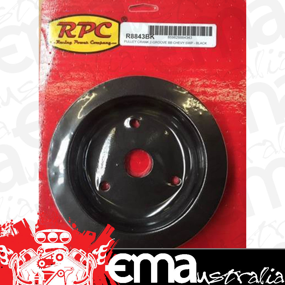 RPC RPCR8843BK Black Double GroOve Crankshaft Pulley suit Short Pump Chev BB V8