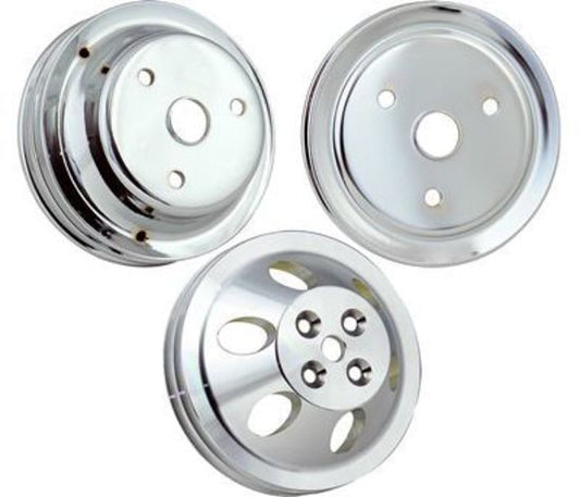 RPC RPCR9479 Water Pump Pulley 55-68 Chev 283-350 Short Water Pump Double GroOve 6.60' Dia. 1.75' Bolt Circle Satin Aluminum