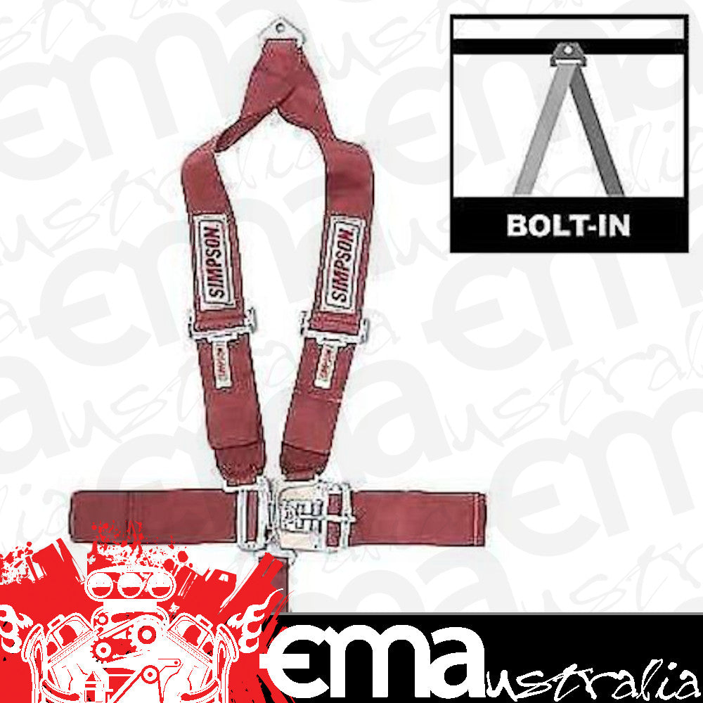 Simpson SI29074R Latch F/x 62" 5-Point V-Harnes Seat Belt - Pull Down Type Red