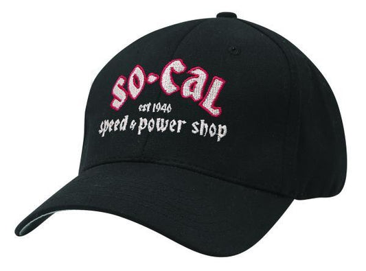 So-Cal Speed Shop SOSSM-6002HC10S Tank Script Hat Flexfit Black Small/Medium