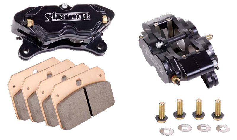 Strange STB1853 Pro Series 4 Piston Directional Caliper Kit w/ Medium Metallic Brake Pads & Mounting Hardware Race Use Only