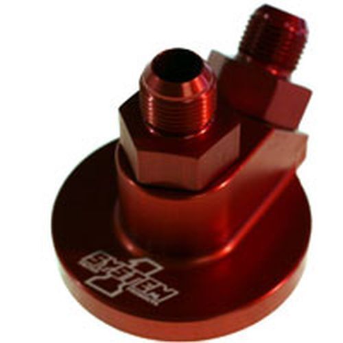 System One SY229-90559-12 Billet Block Adapter suit Ford/Chrysler -12an Male Red