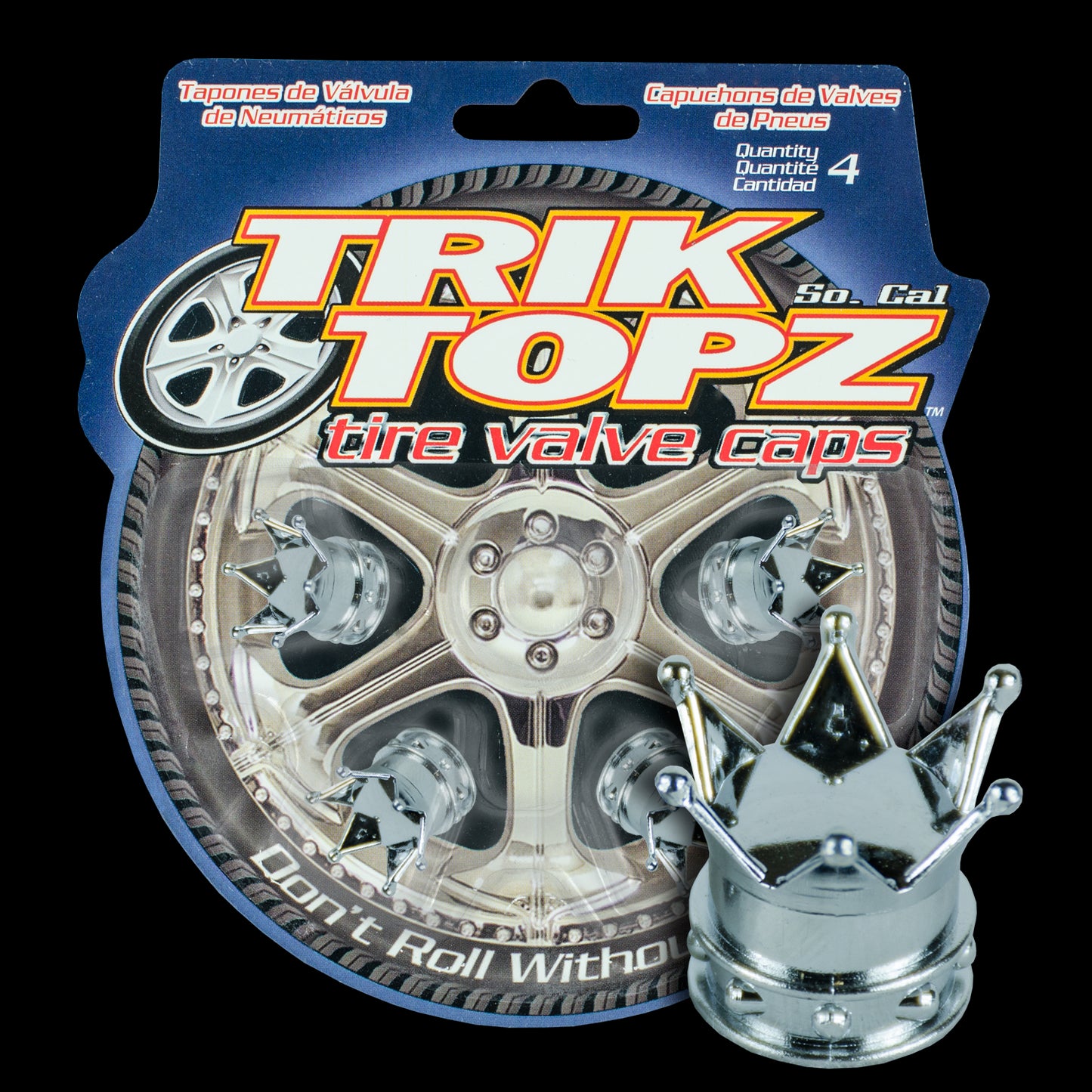 Trik Topz TT8041 Tyre Valve Caps - Chrome Crown (Set of 4)