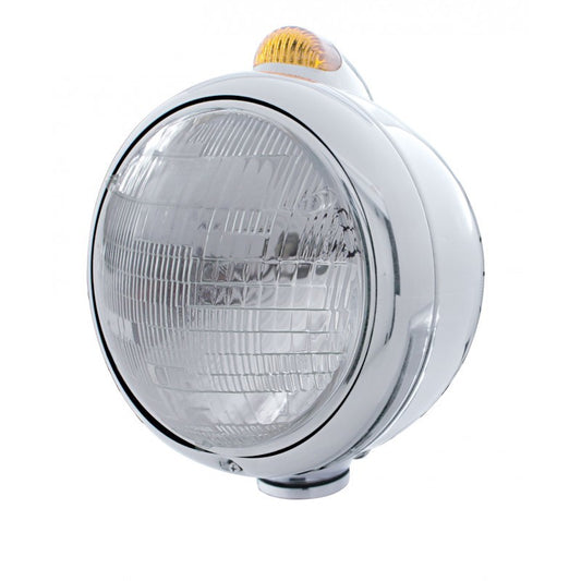 UPI Reproductions UP31523 S/S GUIDE Sealed Beam Headlight Assembly 7&quot O.D w/ LED/Amber Lens