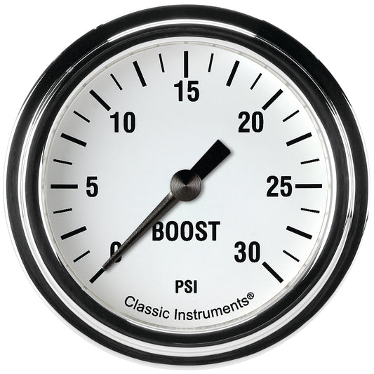 Classic Instruments WH342SLF White Hot 2 5/8" Boost Gauge, 30 psi