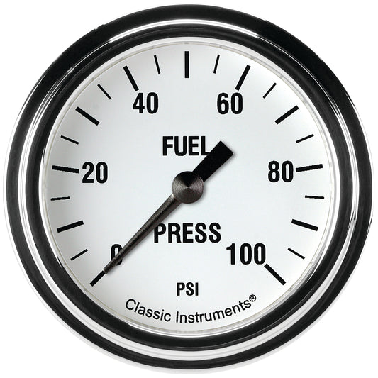 Classic Instruments WH346SLF White Hot 2 5/8" Fuel Pressure Gauge, 100 psi