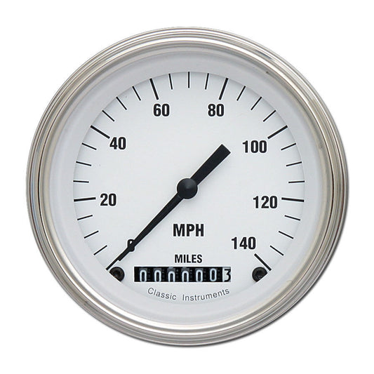 Classic Instruments WH55SLF White Hot 3-3/8" Speedometer 140 MPH