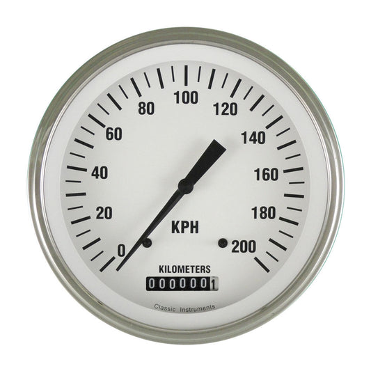 Classic Instruments WH58SLF White Hot - Speedometer Gauge 4-5/8" (stock KPH)