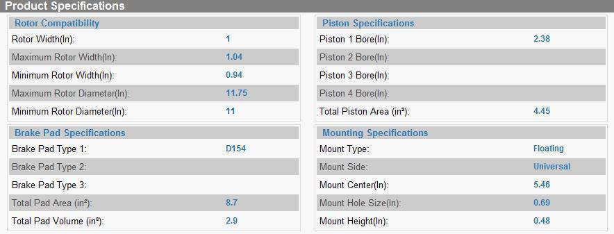 Wilwood 120-7197 GM Metric Series Single Piston Caliper suit 1" x 11.75" Rotor
