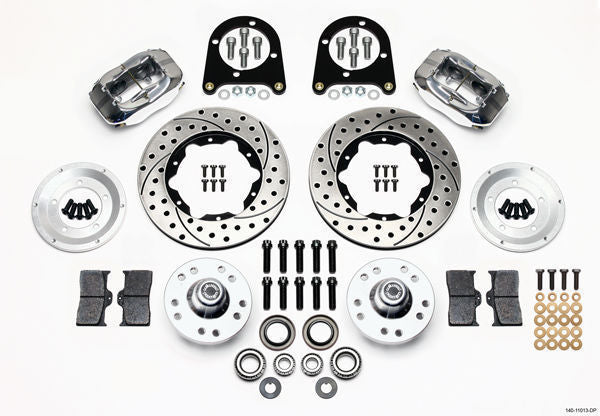 Wilwood 140-11013-DP Dynalite Pro Front Brake Kit Drilled Slotted 4 Spot for Early Ford 1937-47