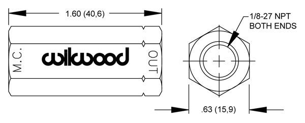 WILWOOD 2 PSI RESIDUAL PRESSURE VALVE 1/8"NPT IN/OUTLETS BLUE WB260-1874