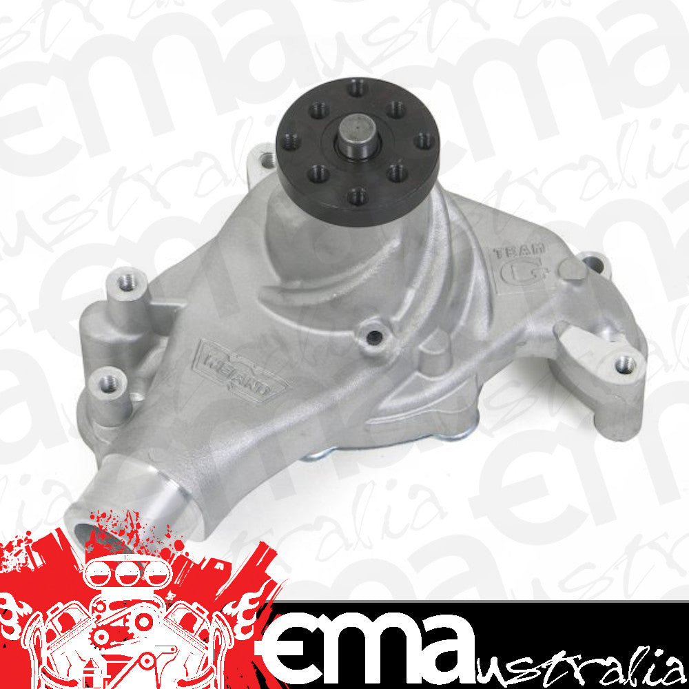 Weiand WM9241 SB Chev Team G Water Pump W/ "Twisted Snout" Design Long Satin Finish