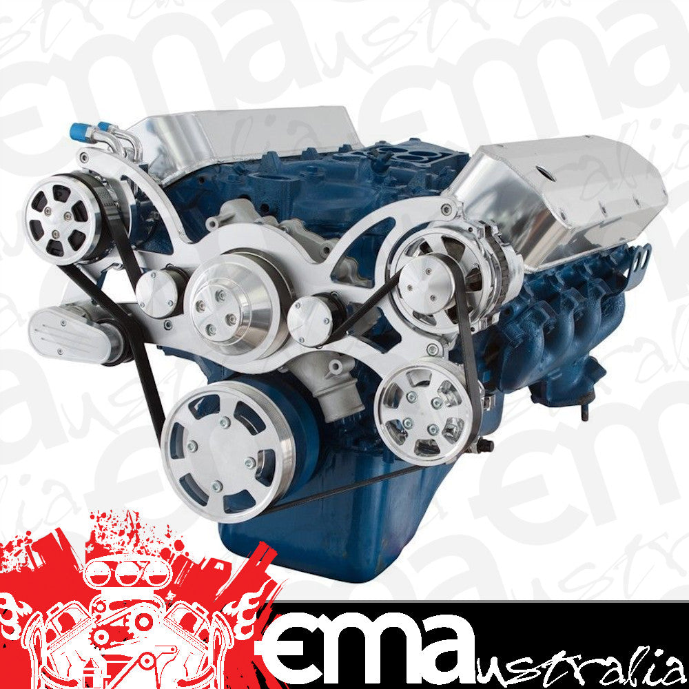 Engine Master Australia WWWAB30285SERPKITACAPSP Big Block Ford 429 460 Serpentine Kit w/ Conversion Kit Ac Power Steer Alternator & Compressor