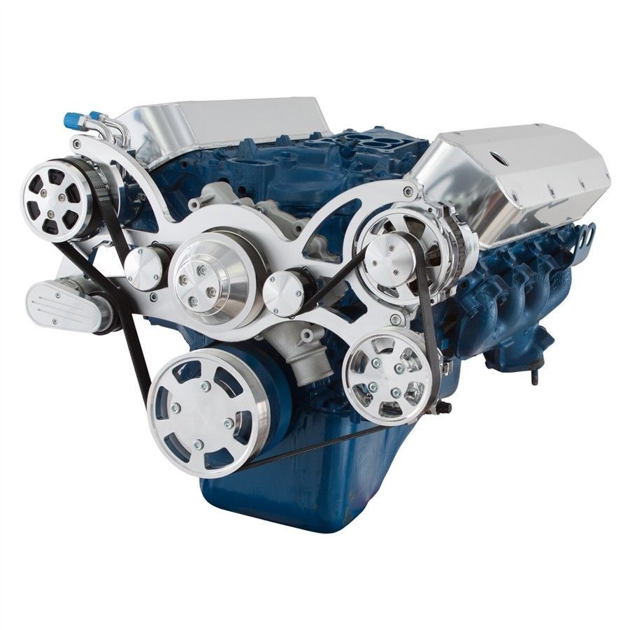 Engine Master Australia WWWAB30285SERPKITACAPSP Big Block Ford 429 460 Serpentine Kit w/ Conversion Kit Ac Power Steer Alternator & Compressor