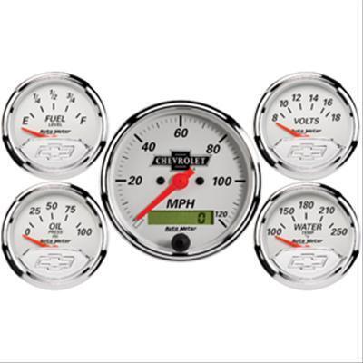 AutoMeter AU1302-00408 Arctic White Chev Bowtie Analog Gauge Kit