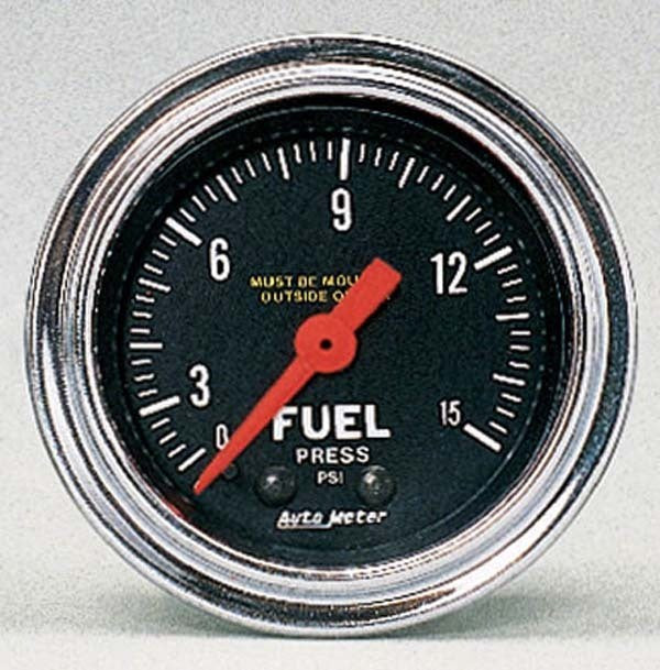 AutoMeter AU2411 Traditional Chrome Fuel Pressure Gauge 2-1/16" Full Sweep Mech 0-15 PSI