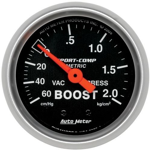 AutoMeter AU3303-J Sport-Comp 2-1/16" Mech Boost/Vacuum Gauge 60Cm Hg/2.0 Bar