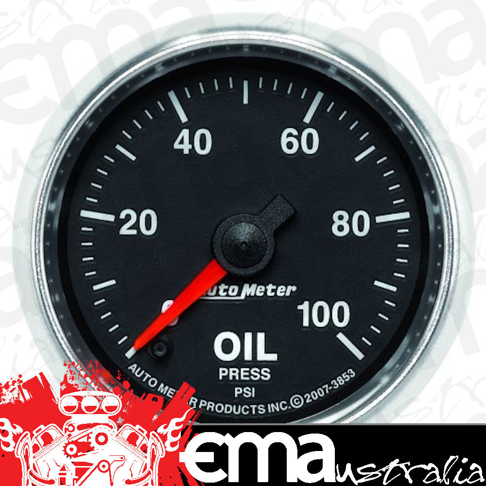AutoMeter AU3853 GS Oil Pressure Gauge 2-1/16" In-Dash Full Sweep Elec 0 - 100 PSI.