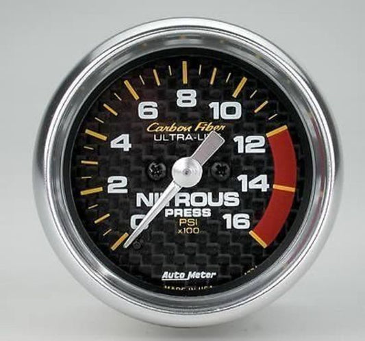 AutoMeter AU4774 Carbon Fiber 2-1/16" Elec Nitrous Pressure Gauge 0-1600 PSI