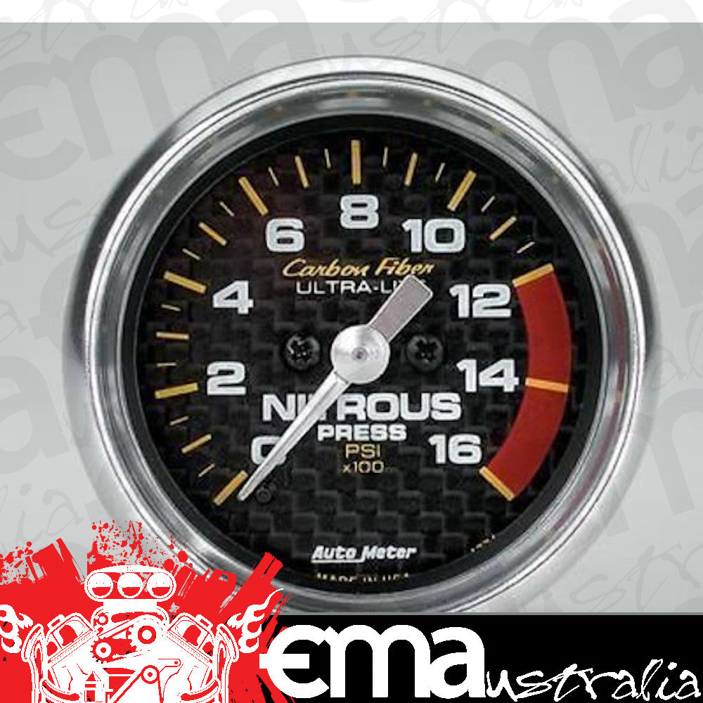 AutoMeter AU4774 Carbon Fiber 2-1/16" Elec Nitrous Pressure Gauge 0-1600 PSI