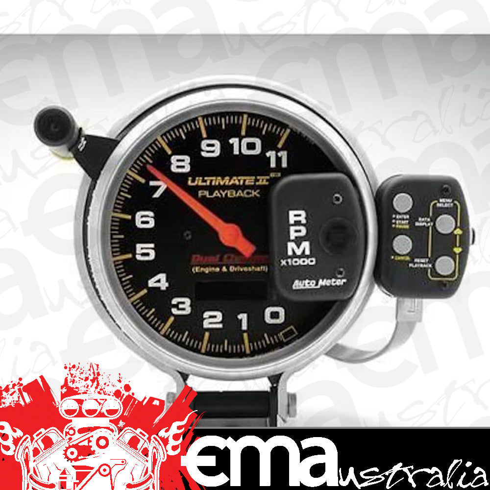 AutoMeter AU6883 Ultimate II 5" Memory Playback Tachometer 11000RPM Shift Light