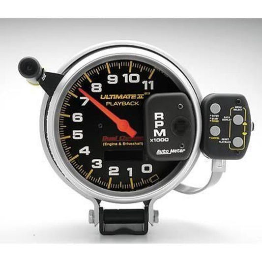 AutoMeter AU6883 Ultimate II 5" Memory Playback Tachometer 11000RPM Shift Light